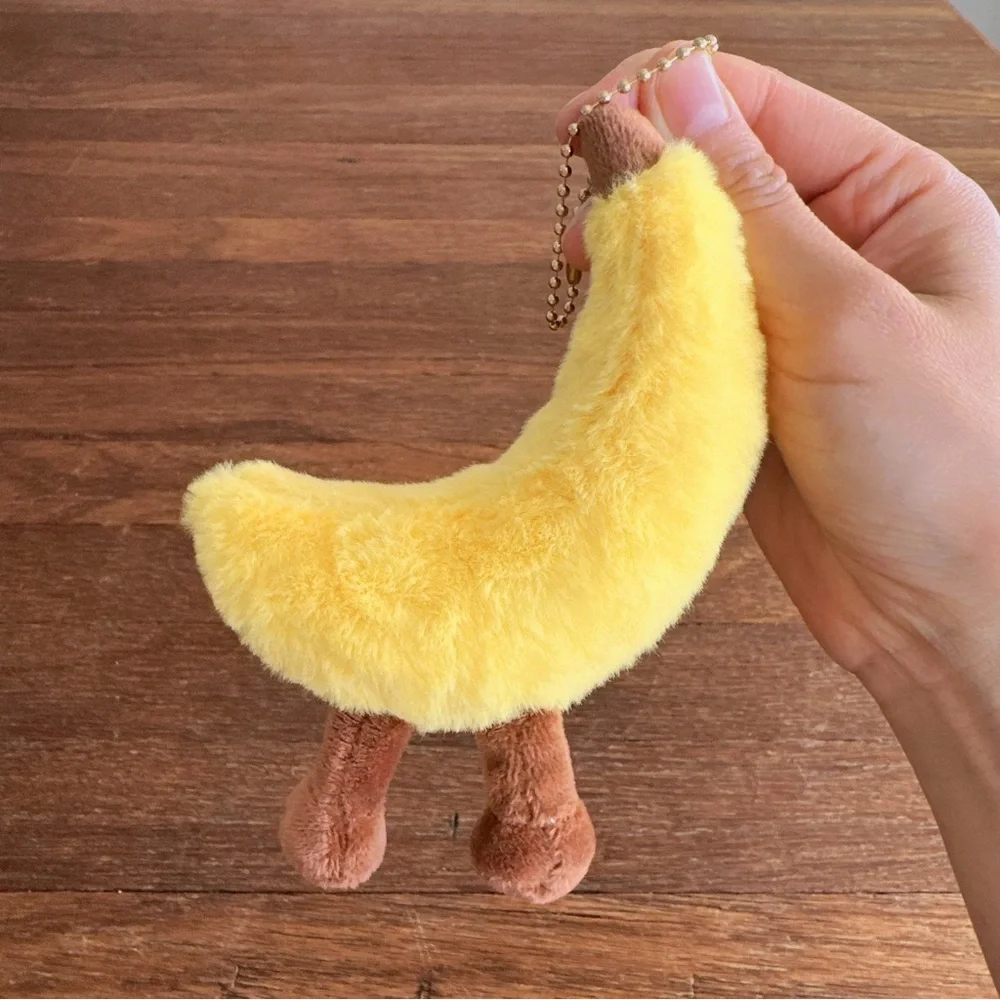 Cute Banana Plush Keychain Kawaii Yellow Fruit Bag Charm Soft Mini Plush New